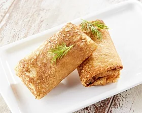 Мини блинчики с ветчиной и сыром